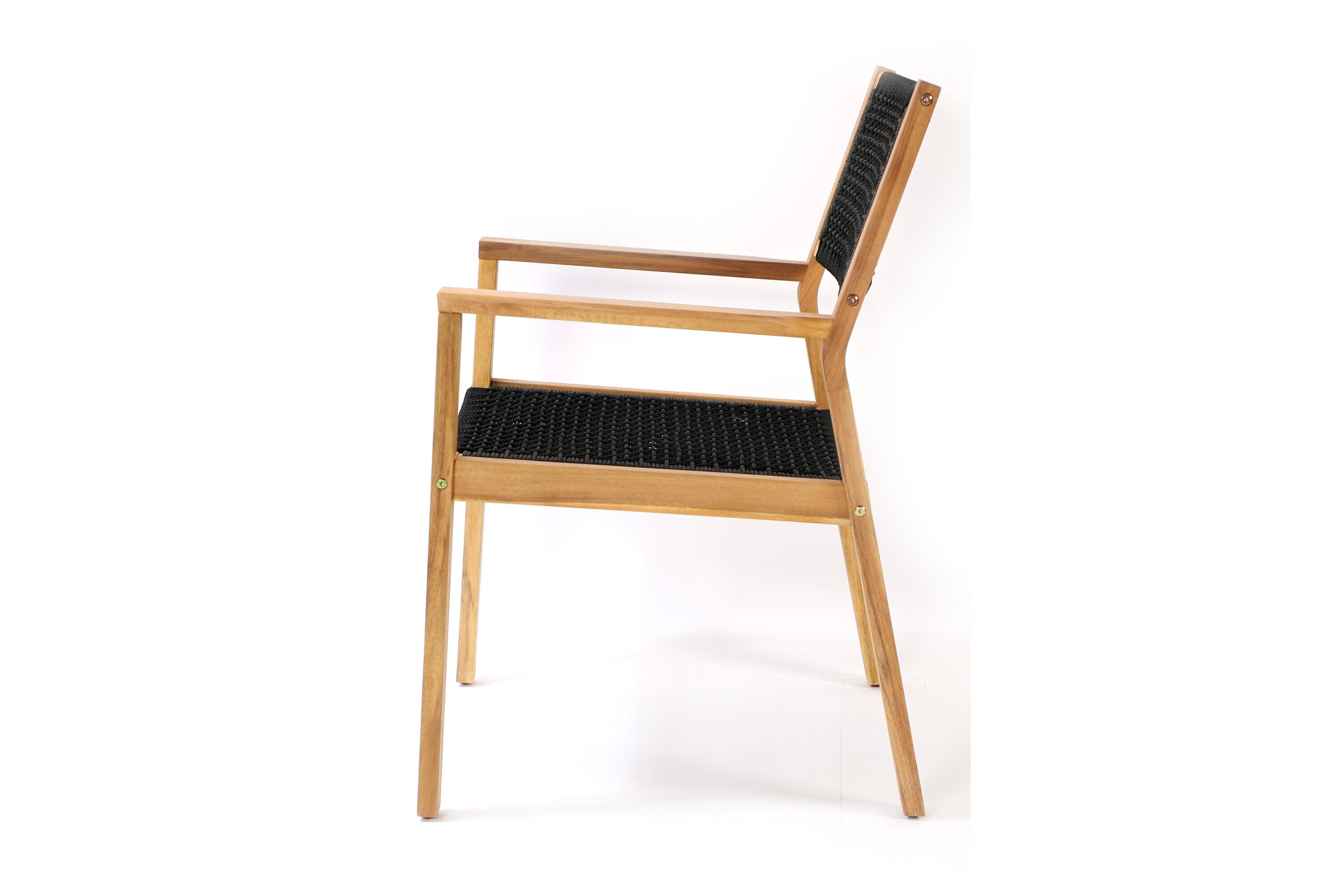 Ensemble de 2 chaises de jardin Mana - en bois d'acacia avec assise et dossier noirs