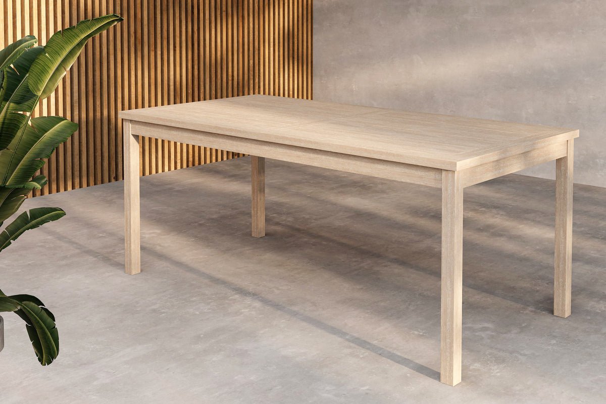 Garden Dining Table Lago - 180x90 cm made of whitewashed or black teak wood