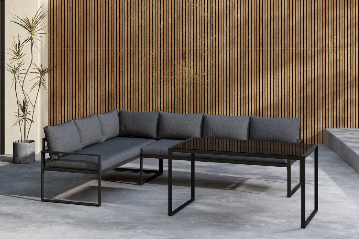 Garden Lounge Set Zico – 3-piece with Glass Table in Gray