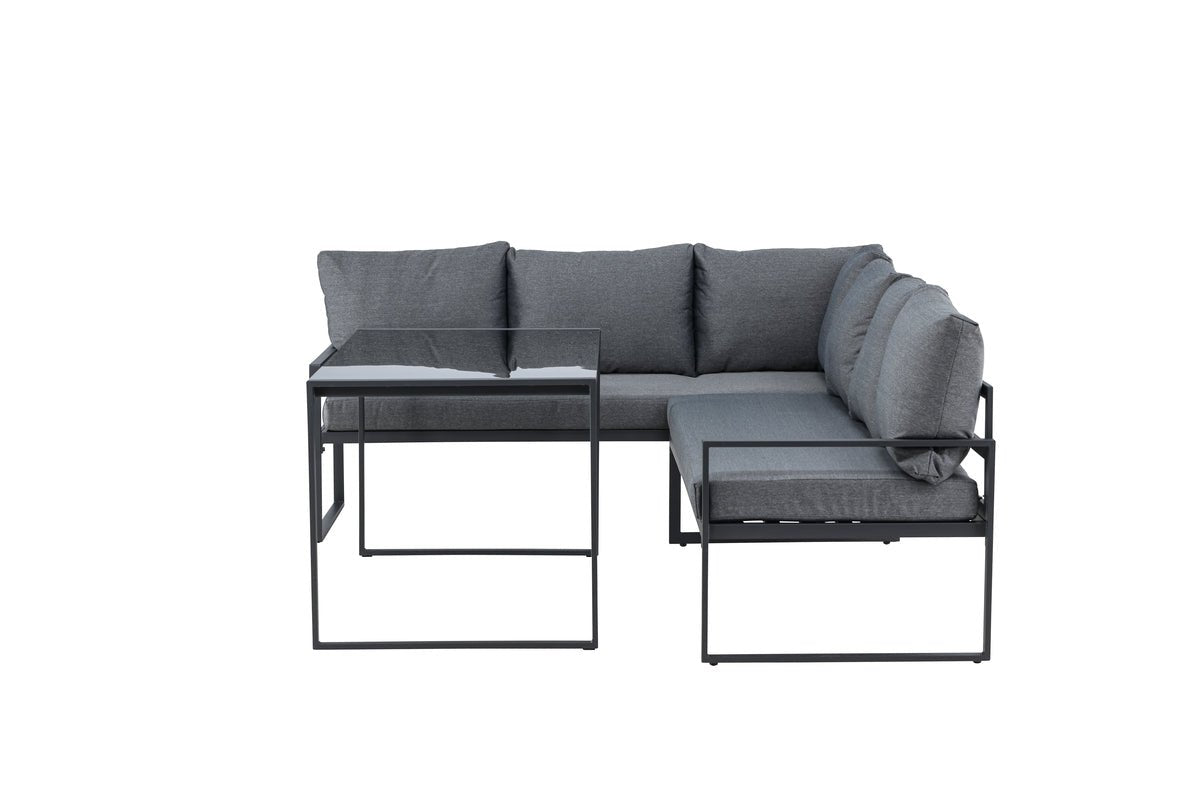 Garden Lounge Set Zico – 3-piece with Glass Table in Gray