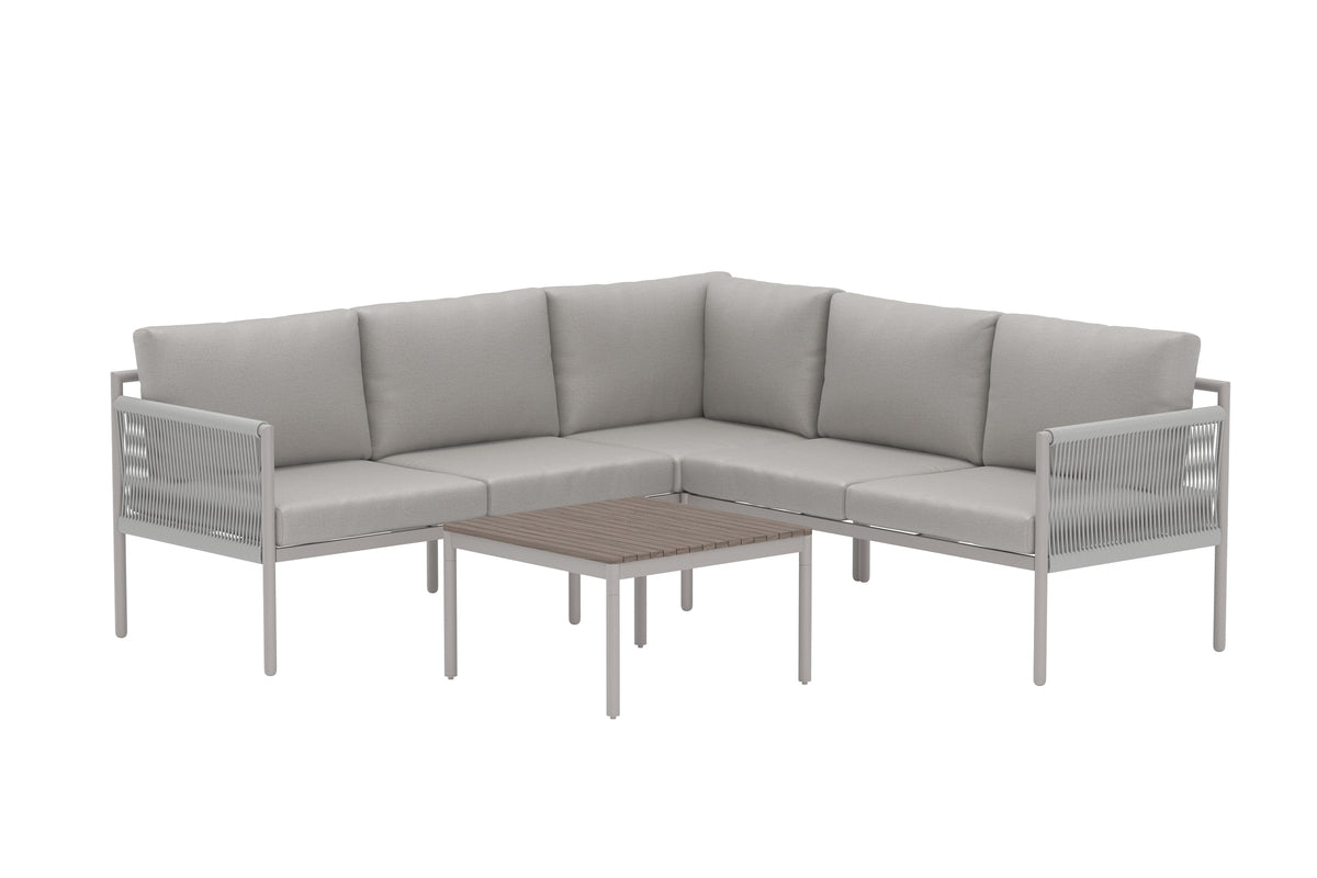 Garden lounge set Rimini – weatherproof in Beige with aluminum frame