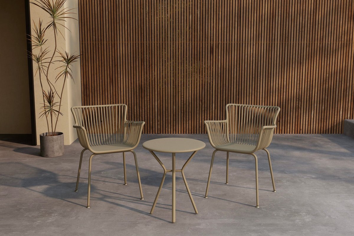 Gaartloungeset Aida – 2-Deelset a Béis mat ronnem Dësch a Stullë