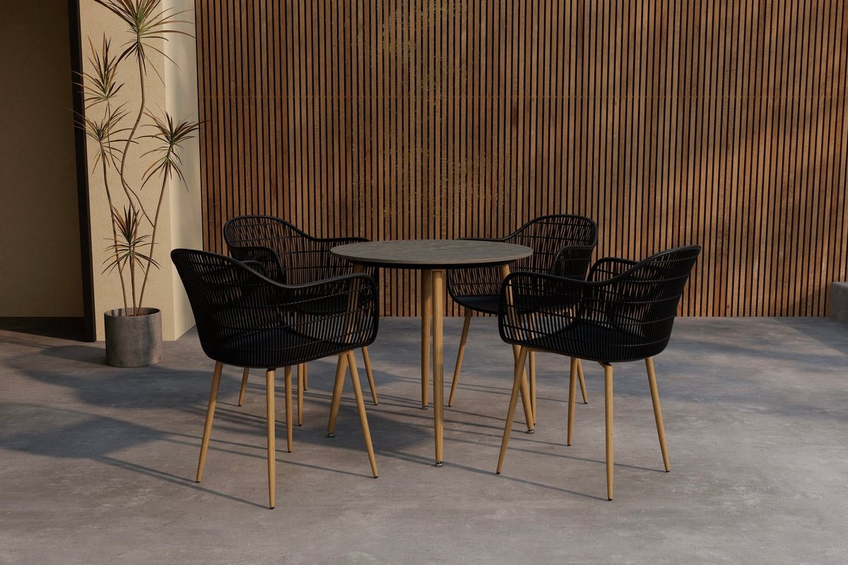 Ensemble de repas de jardin Solina – ensemble 5 pièces avec plateau de table en céramique