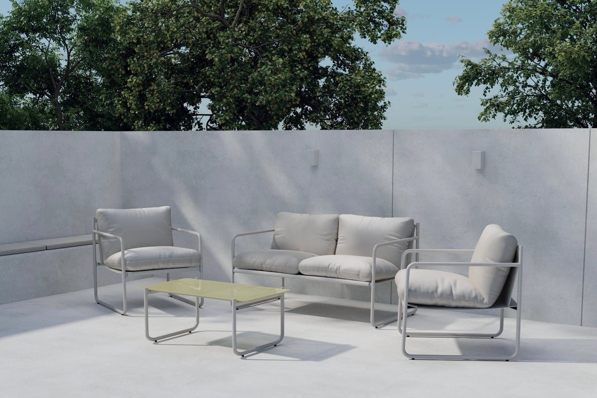 Ensemble lounge de jardin Marento – ensemble 4 pièces avec structure en acier gris
