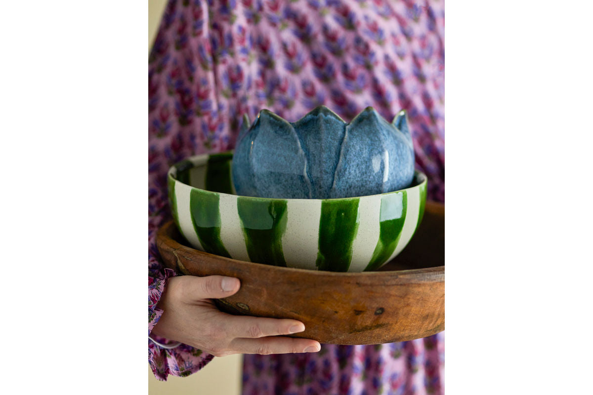 Bowl Amara – hand-painted stoneware with striped pattern