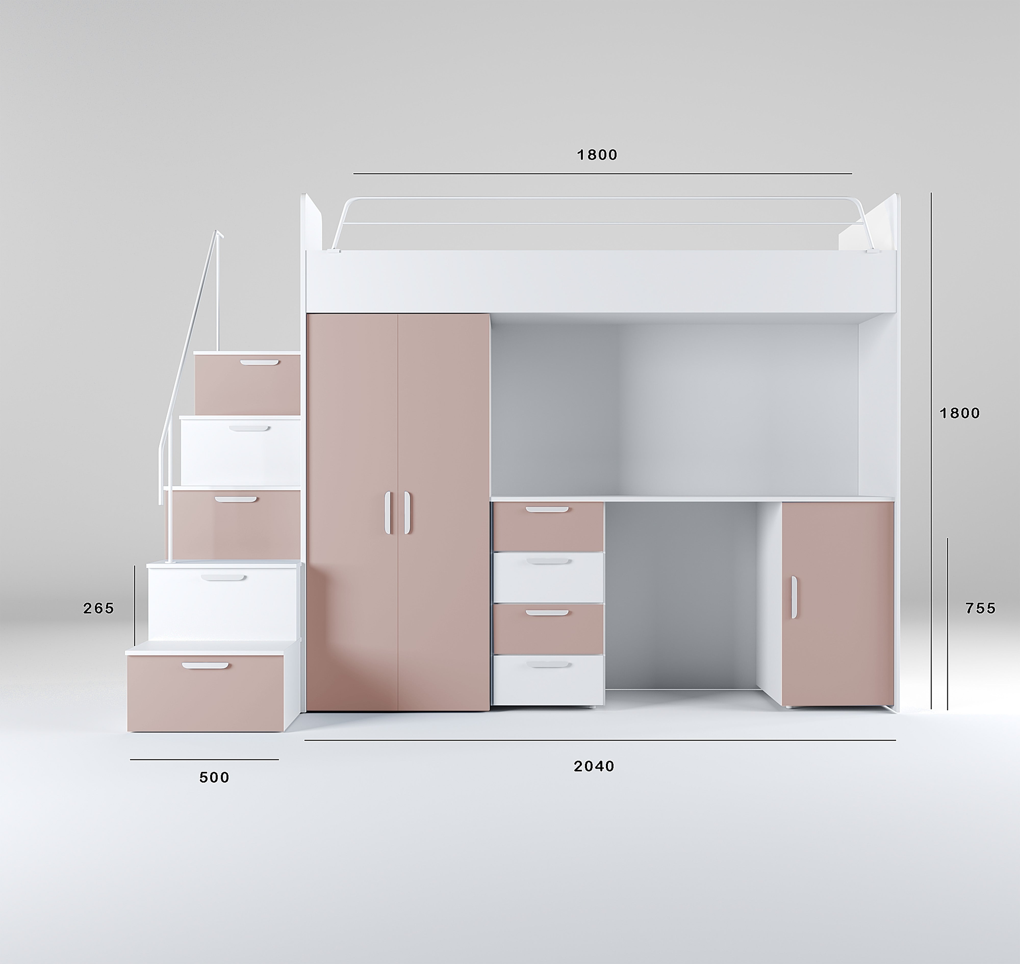 Children's loft bed Dream matte surface