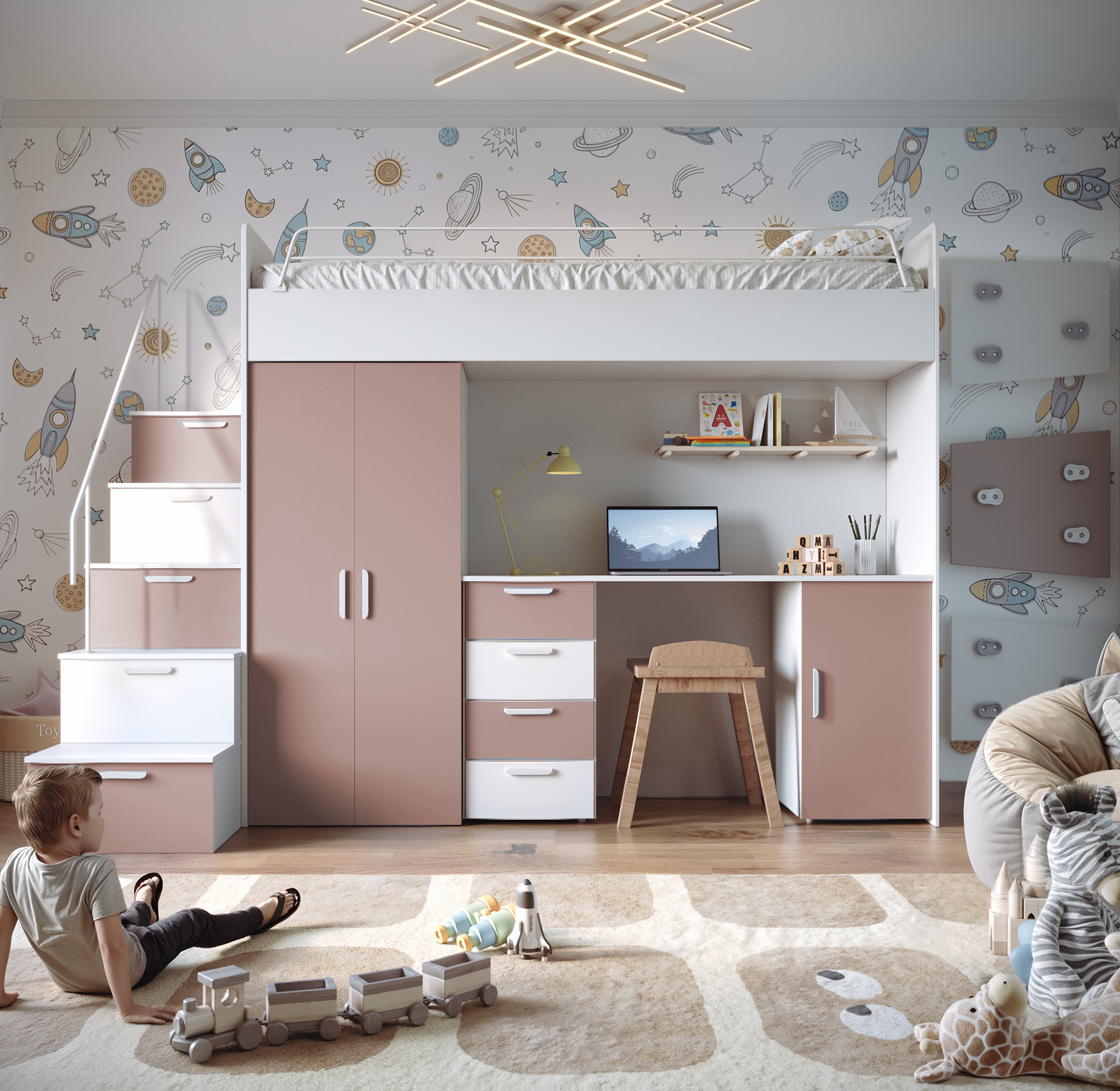Children's loft bed Dream matte surface