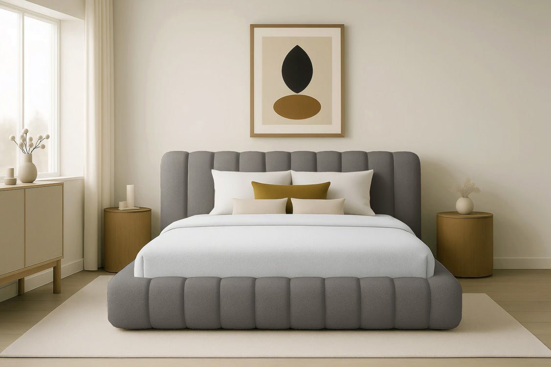 Designer Upholstered Bed Selene Bouclé with Storage