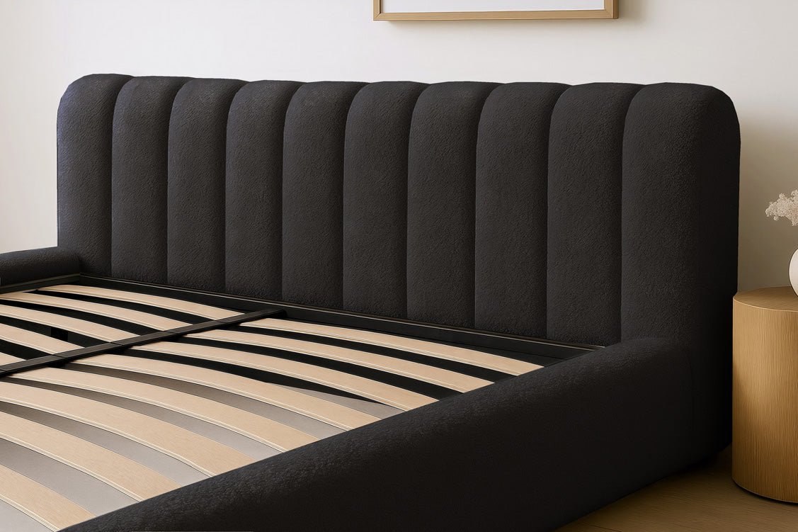 Designer Upholstered Bed Selene Bouclé with Storage
