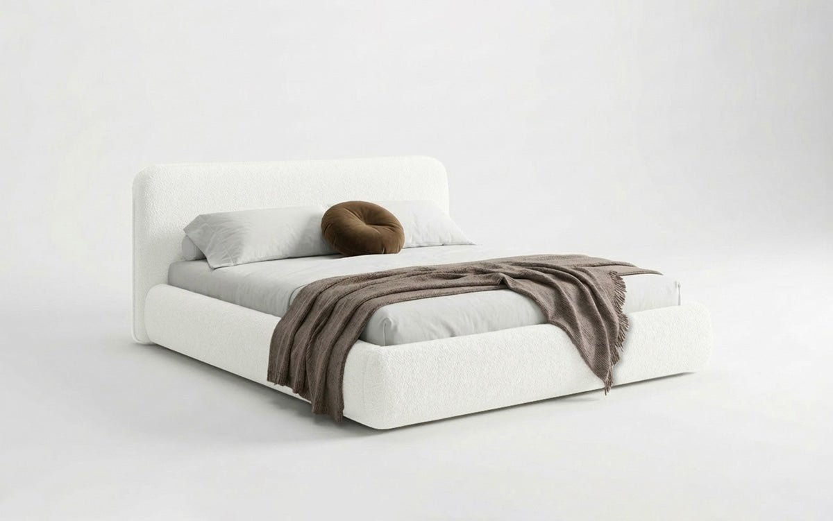 Designer Upholstered Bed Arosa in Bouclé with Storage