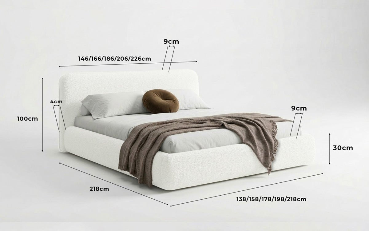 Designer Upholstered Bed Arosa in Bouclé with Storage