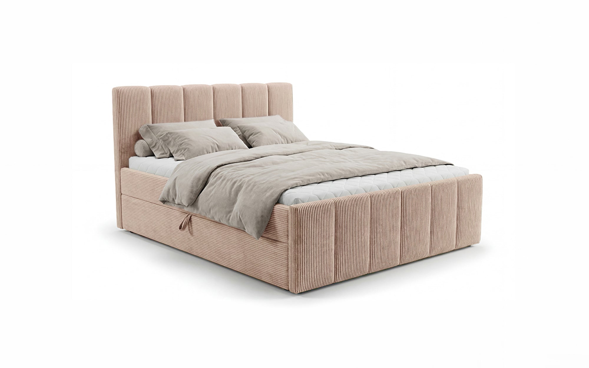 Siena box spring bed with lift-up storage in Corduroy