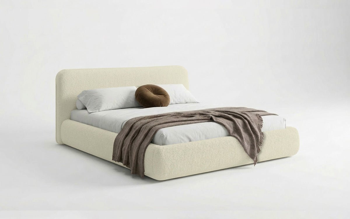 Designer Upholstered Bed Arosa in Bouclé with Storage