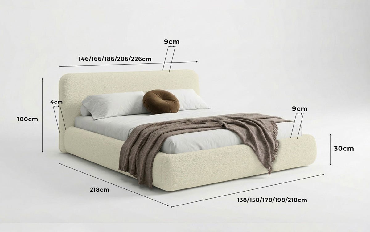 Designer Upholstered Bed Arosa in Bouclé with Storage