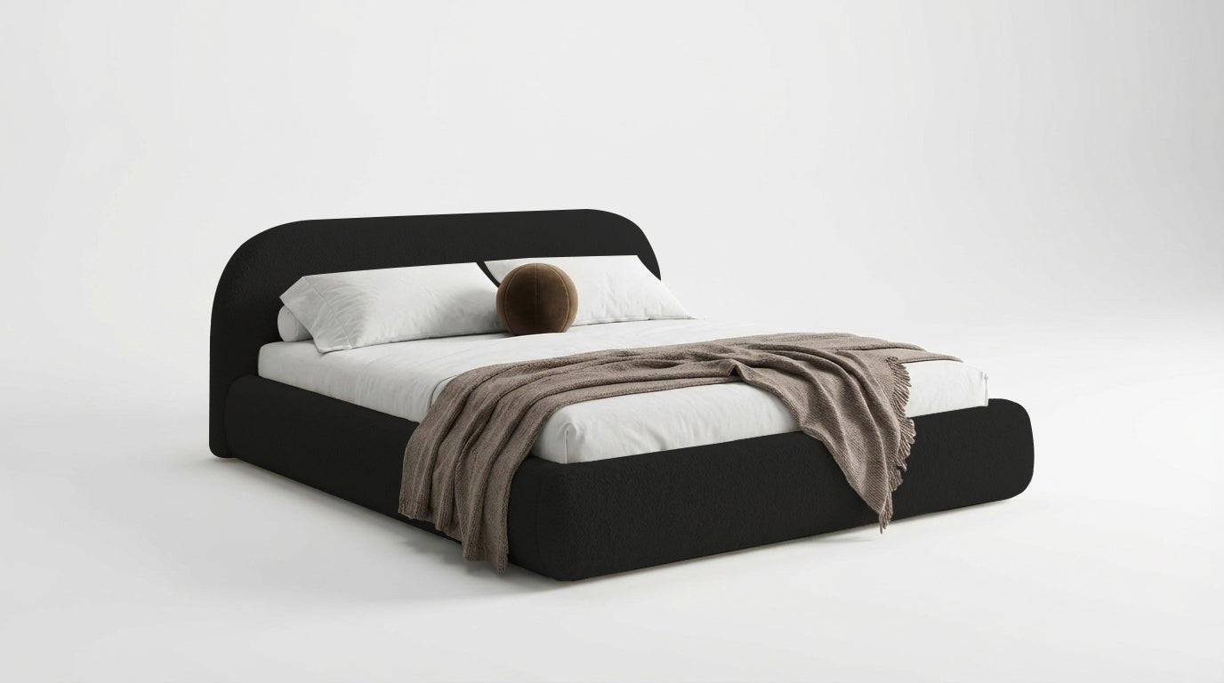 Designer Upholstered Bed Luma in Bouclé with Storage