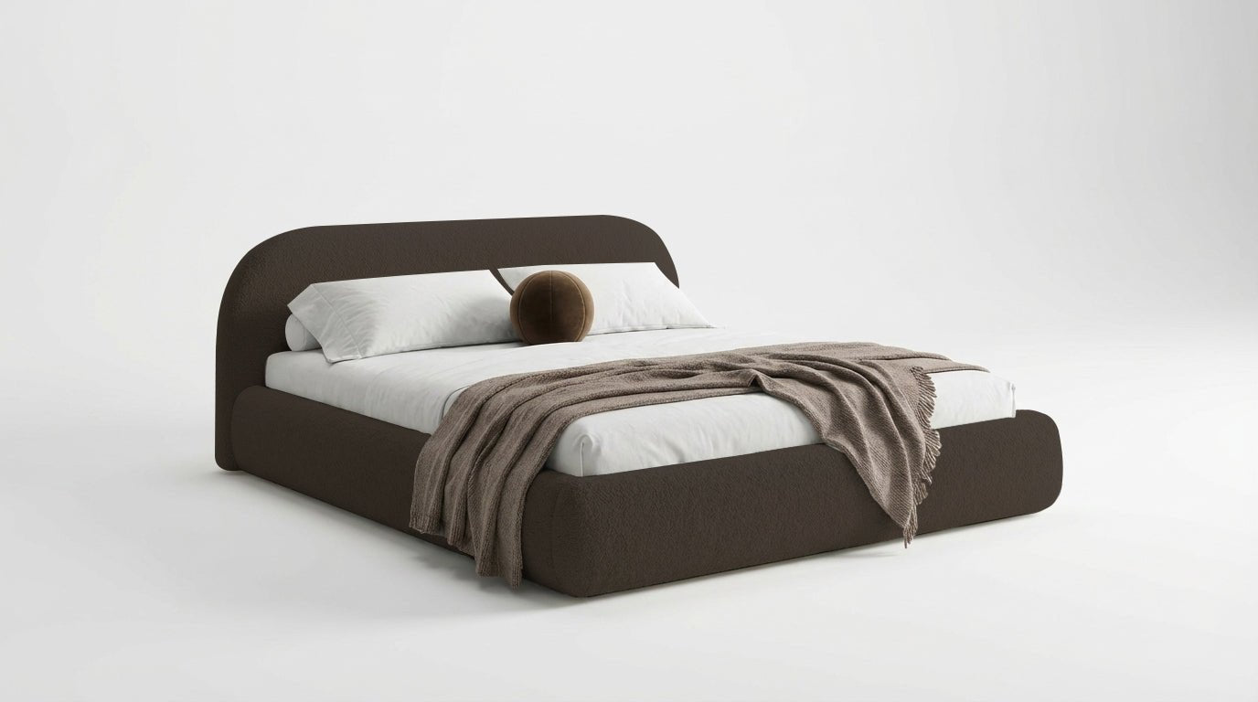 Designer Upholstered Bed Luma in Bouclé with Storage