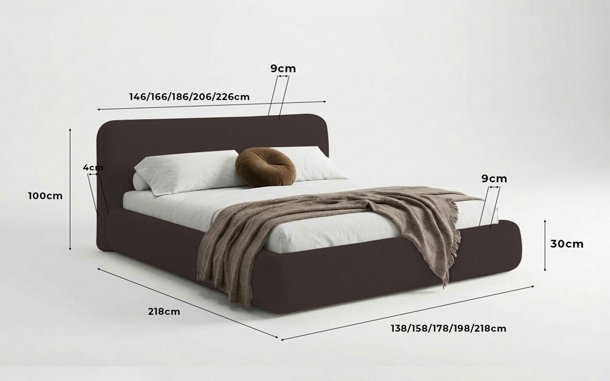 Designer Upholstered Bed Arosa in Bouclé with Storage