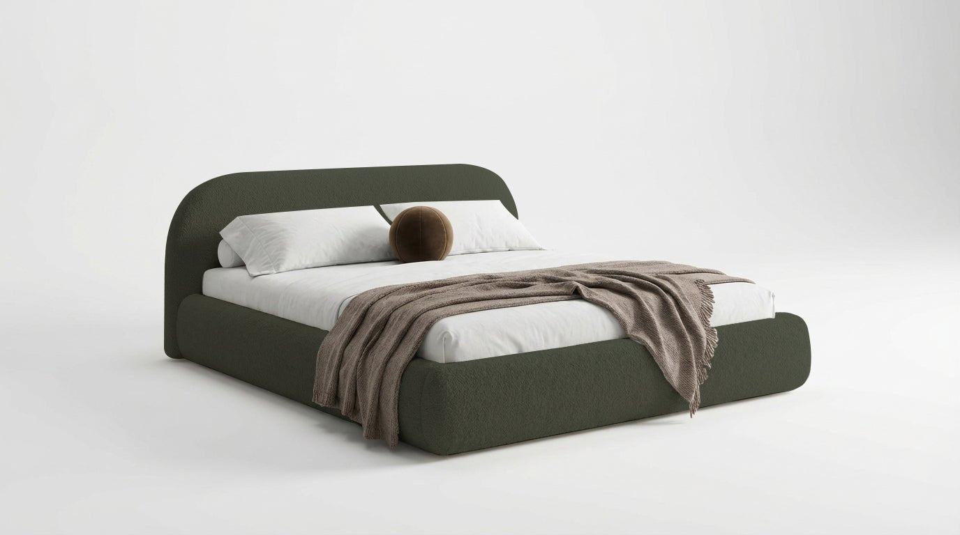 Designer Upholstered Bed Luma in Bouclé with Storage