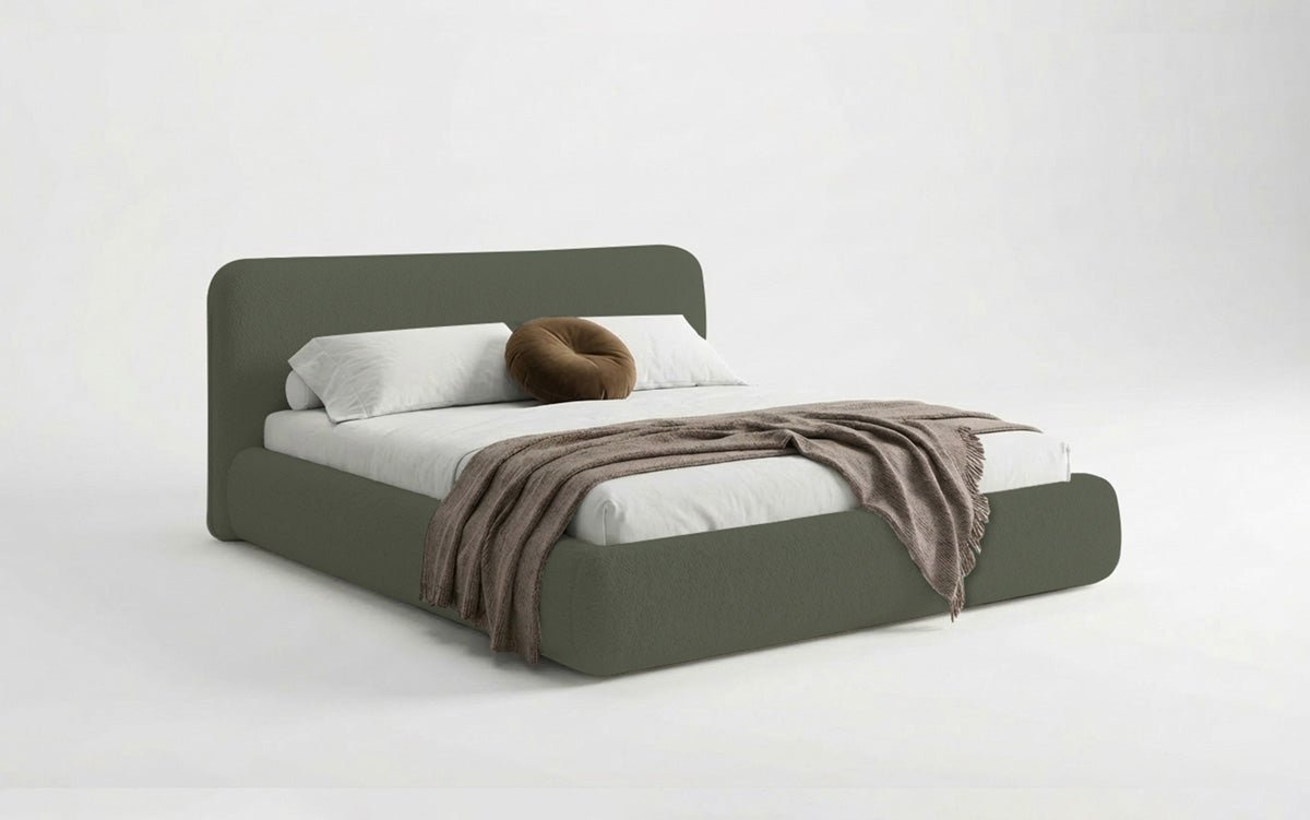 Designer Upholstered Bed Arosa in Bouclé with Storage