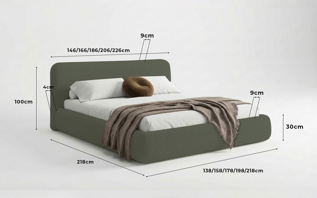 Designer Upholstered Bed Arosa in Bouclé with Storage