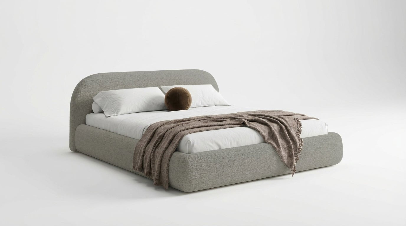 Designer Upholstered Bed Luma in Bouclé with Storage