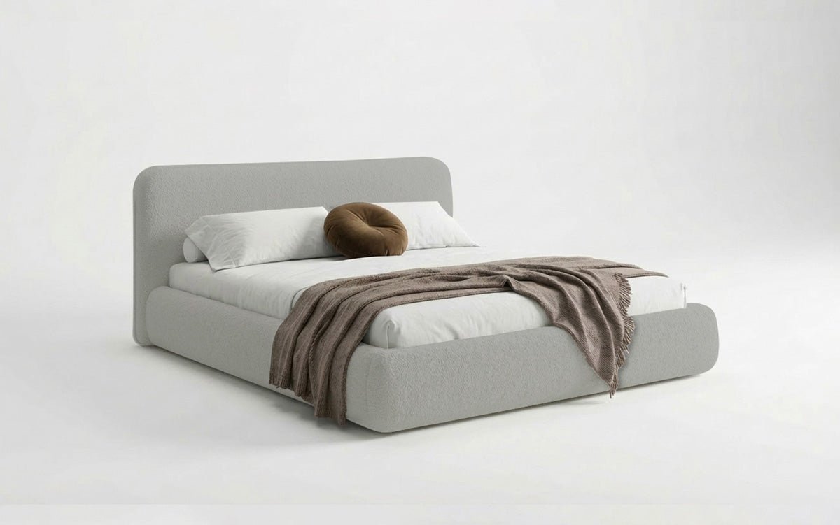 Designer Upholstered Bed Arosa in Bouclé with Storage