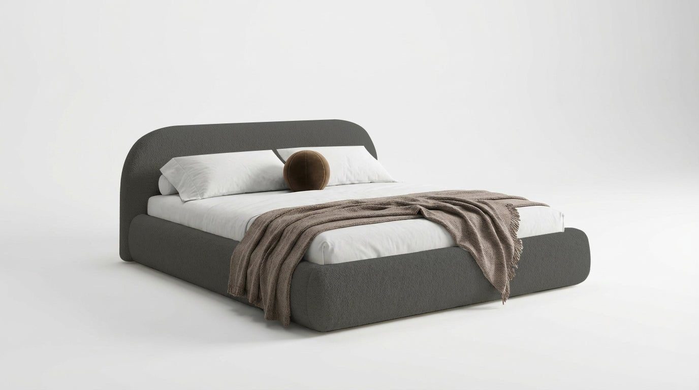 Designer Upholstered Bed Luma in Bouclé with Storage
