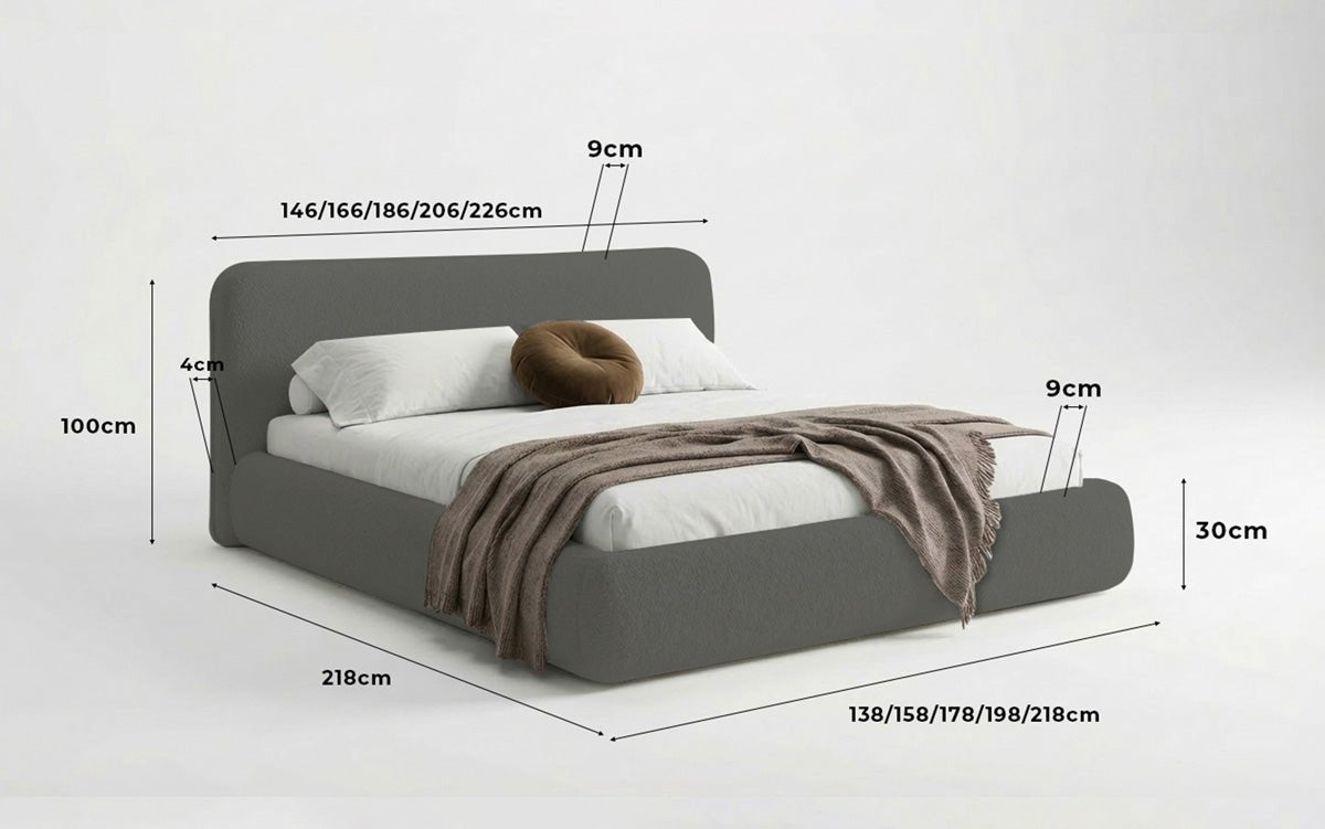 Designer Upholstered Bed Arosa in Bouclé with Storage