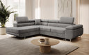 Designer corner sofa Aston with sleeping and folding function in velvet