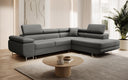 Designer-Ecksofa Aston mat Schlof- a Klappfunktioun aus Konschtlieder