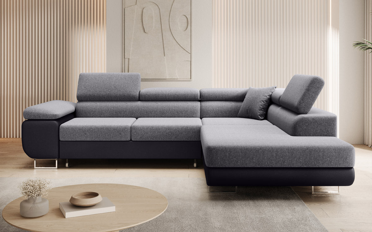 Designer Sofa Aston mit Schlaf- und Klappfunktion - Stoff/Kunstleder