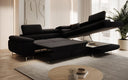Designer corner sofa Aston with sleeping and folding function in velvet