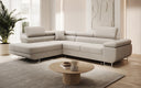 Canapé d’angle design Aston avec fonction lit et rabattable en Bouclé