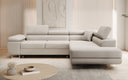 Canapé d’angle design Aston avec fonction lit et rabattable en Bouclé