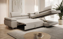 Canapé d’angle design Aston avec fonction lit et rabattable en Bouclé