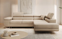 Canapé d’angle design Aston avec fonction lit et rabattable en Bouclé