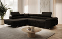 Canapé d’angle design Aston avec fonction lit et rabattable en Bouclé
