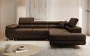 Canapé d’angle design Aston avec fonction lit et rabattable en Bouclé