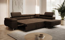 Canapé d’angle design Aston avec fonction lit et rabattable en Bouclé