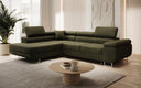 Canapé d’angle design Aston avec fonction lit et rabattable en Bouclé