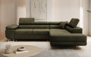 Canapé d’angle design Aston avec fonction lit et rabattable en Bouclé