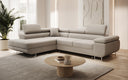 Canapé d’angle design Aston avec fonction lit et rabattable en Bouclé