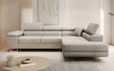 Canapé d’angle design Aston avec fonction lit et rabattable en Bouclé
