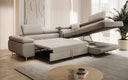 Canapé d’angle design Aston avec fonction lit et rabattable en Bouclé