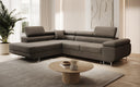 Canapé d’angle design Aston avec fonction lit et rabattable en Bouclé