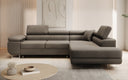 Canapé d’angle design Aston avec fonction lit et rabattable en Bouclé