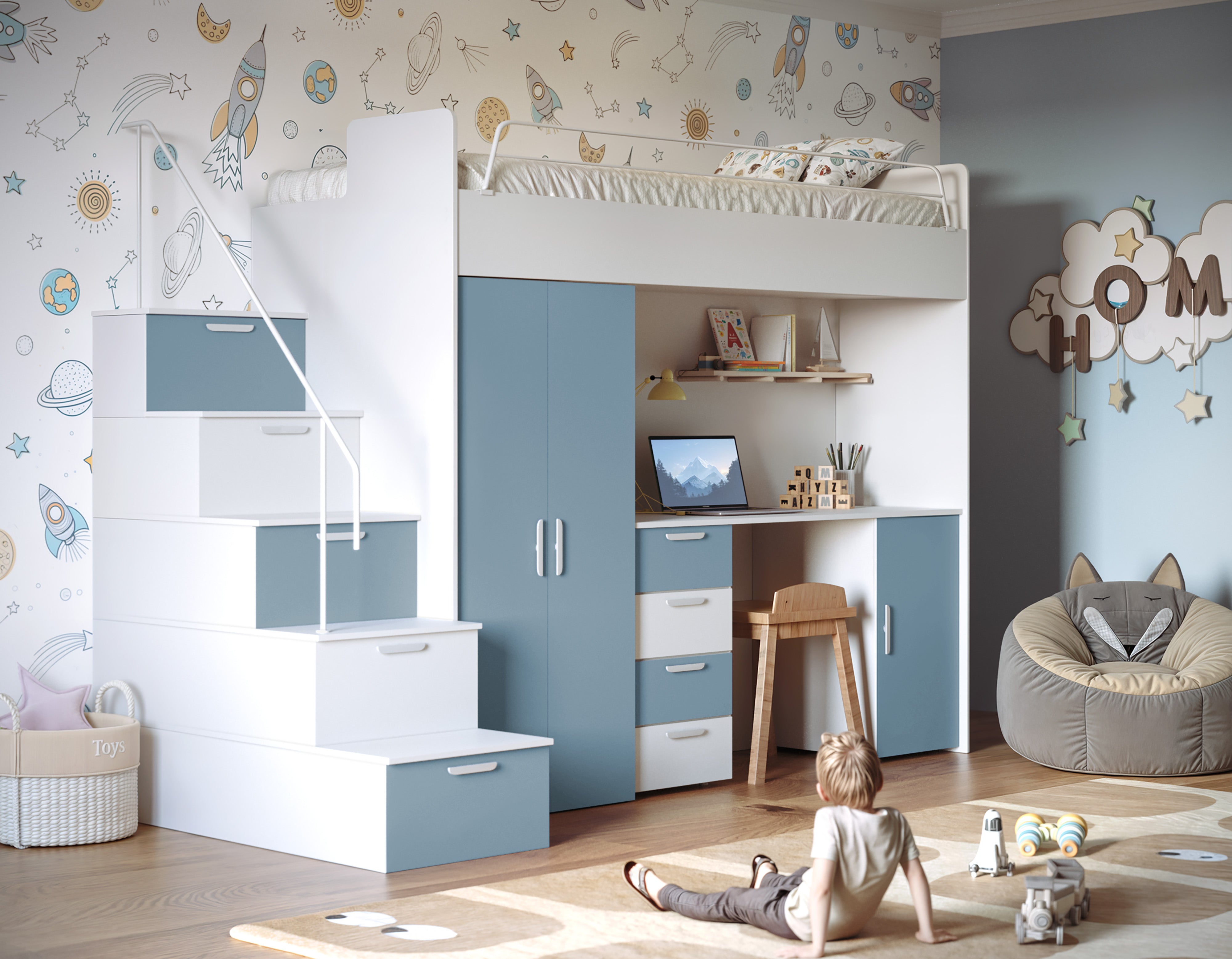 Children's loft bed Dream matte surface