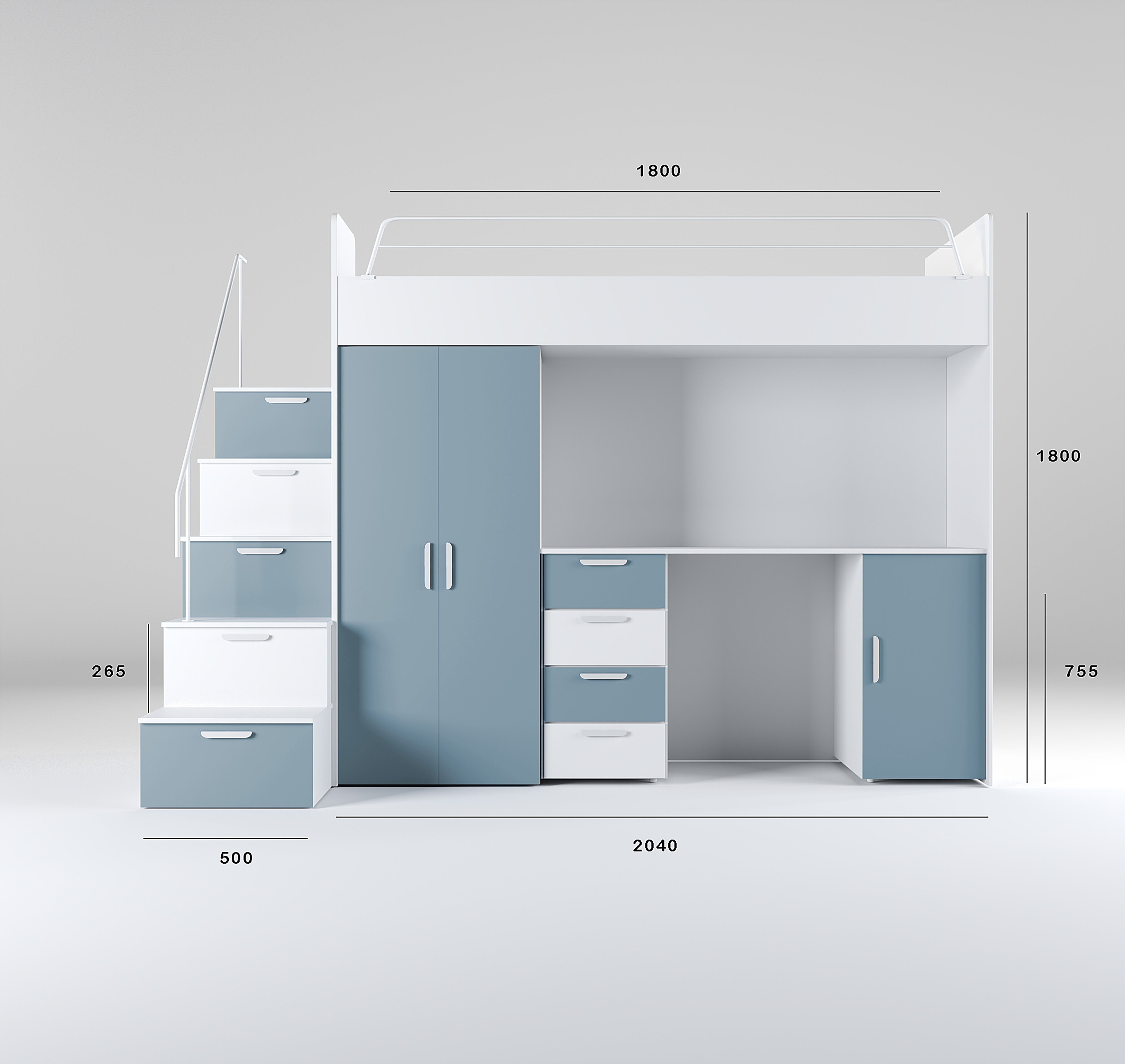 Children's loft bed Dream matte surface