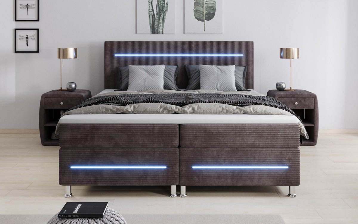Sejour box spring bed with LED in cord