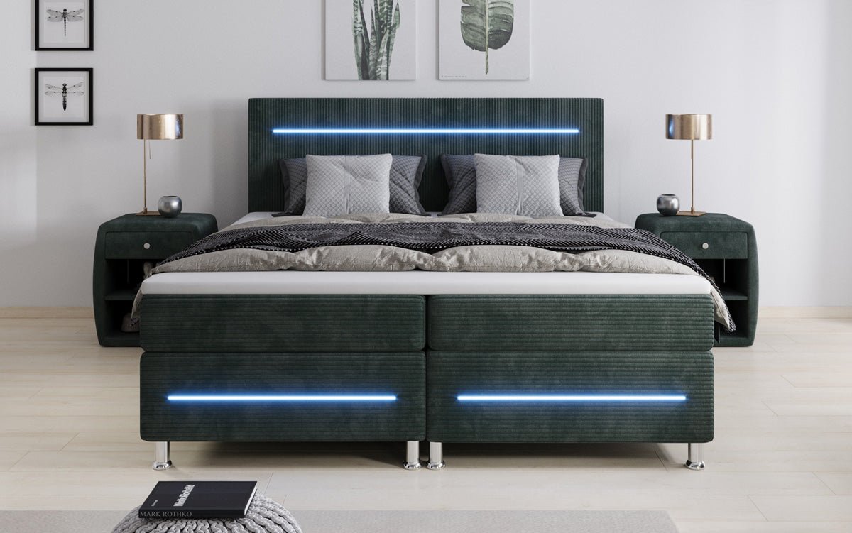 Sejour box spring bed with LED in cord